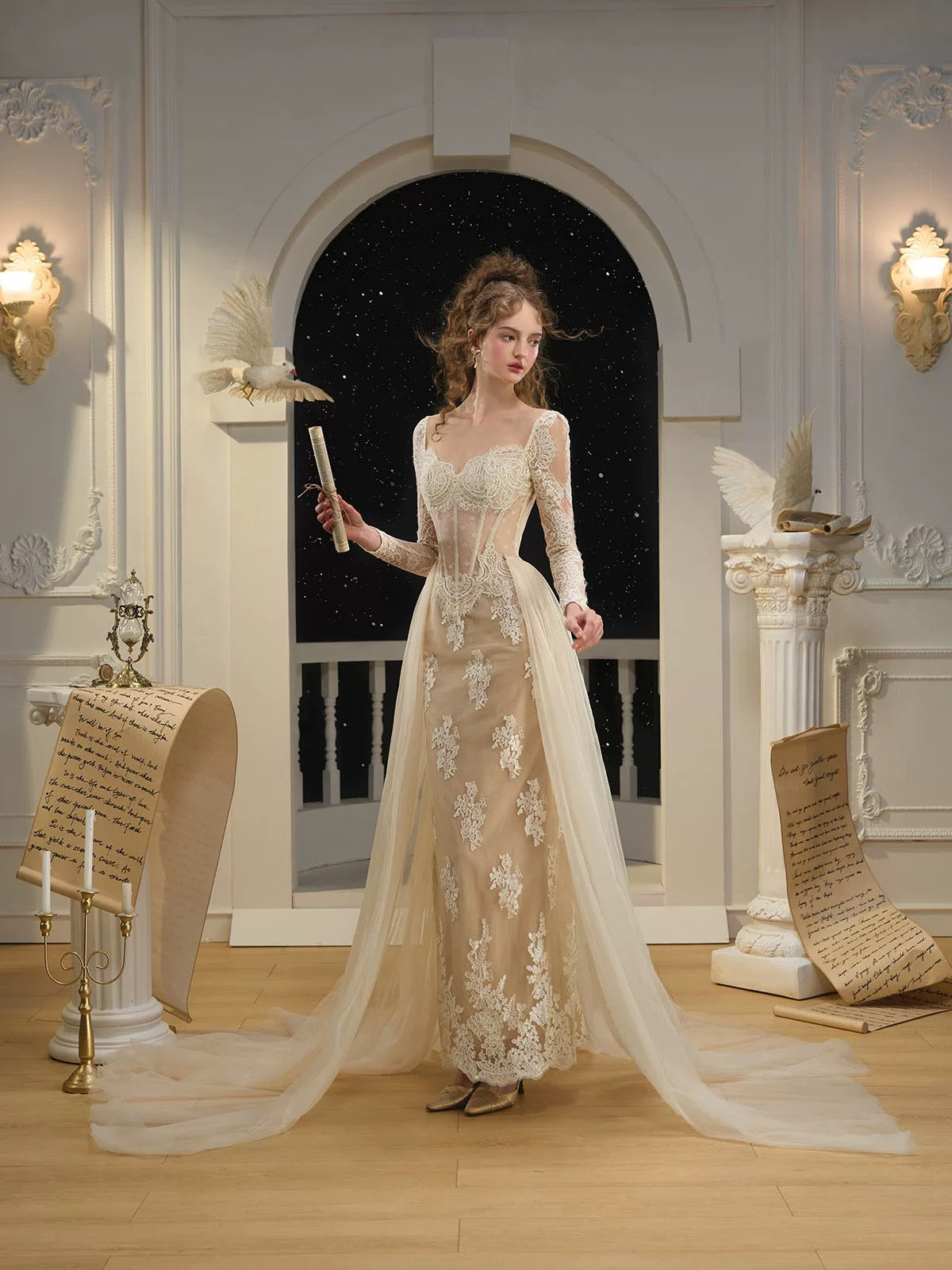 Swan Wings Antique Gown MonBelAmour Swan Wings Antique Gown MonBelAmour