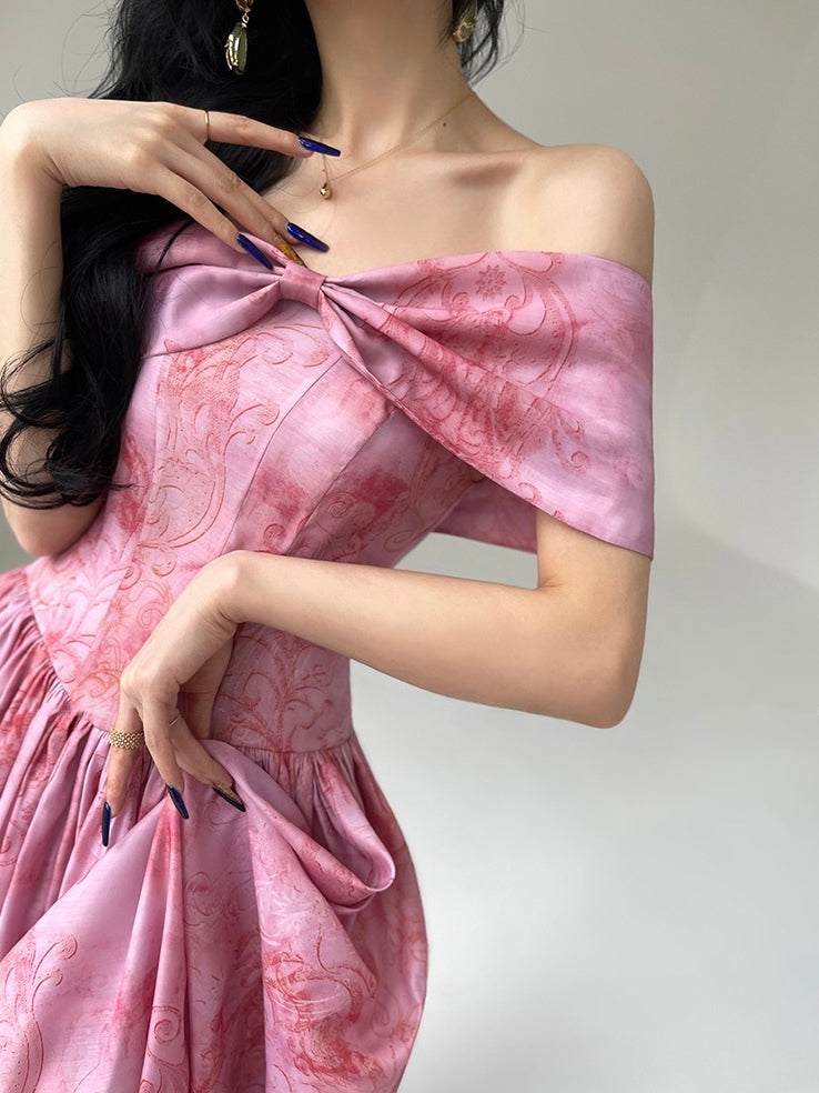 lady pink dress Vintage Pink A-line Prom Dress,Pink Princess Dress fg5427