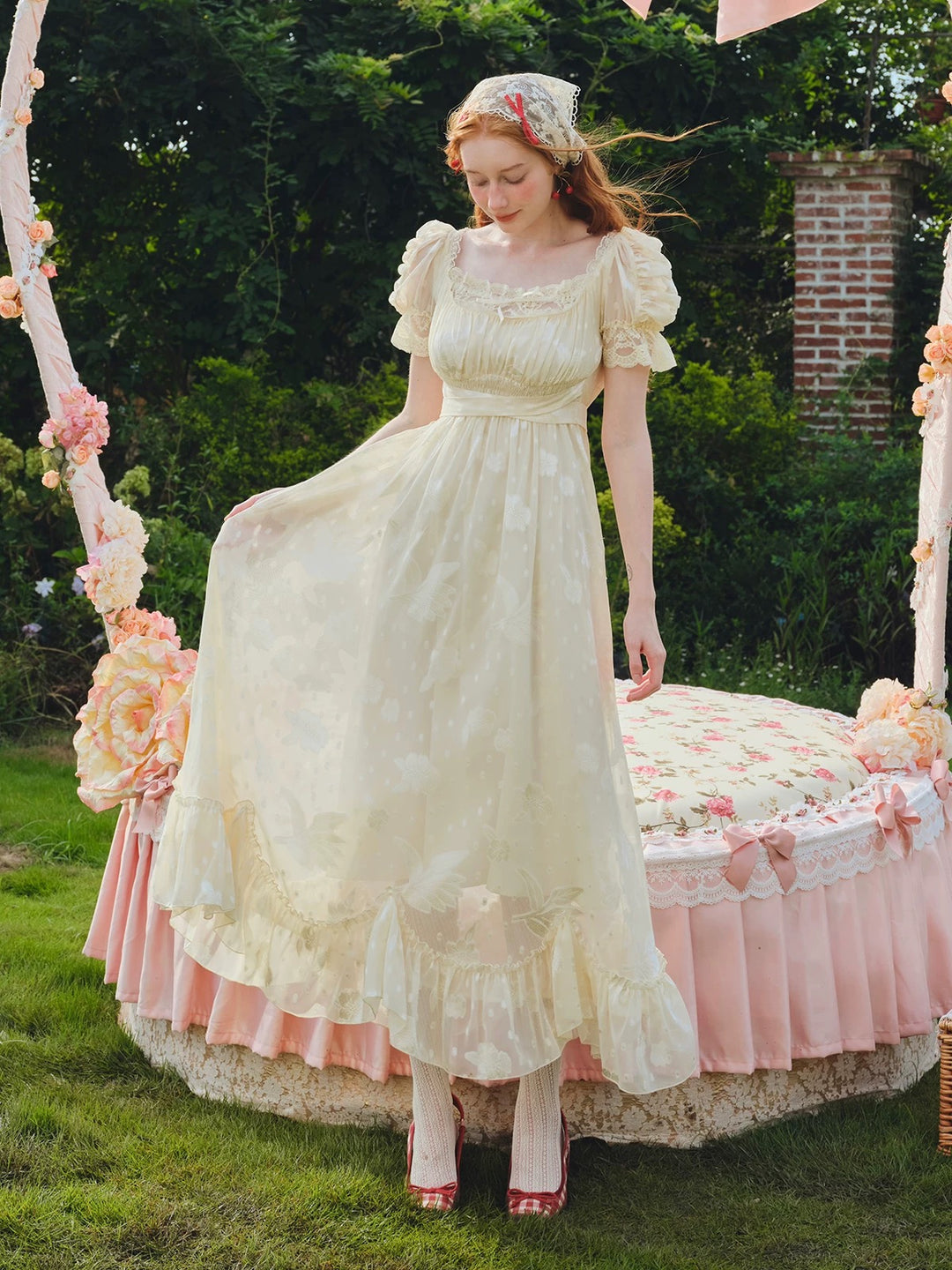 Fashion Midi Dress White And Pink Dress Eugenie Dress Corset Set - Main Image