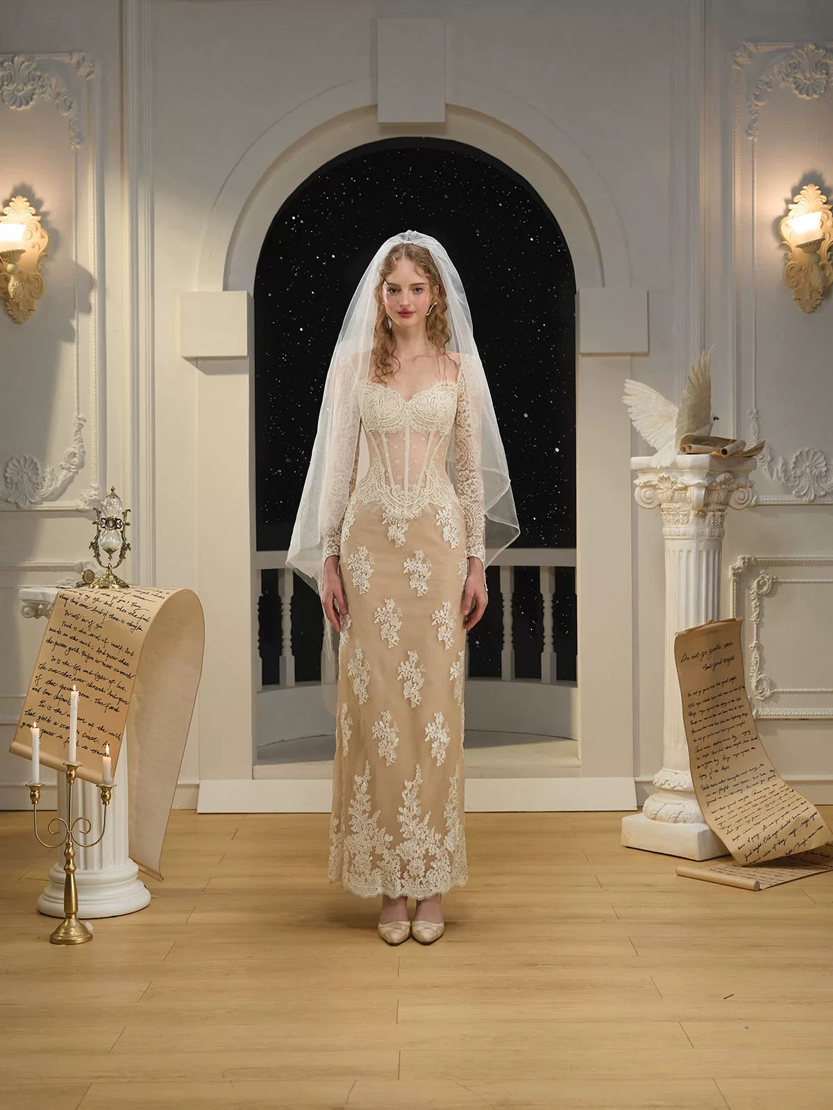 Swan Wings Antique Gown MonBelAmour Swan Wings Antique Gown MonBelAmour