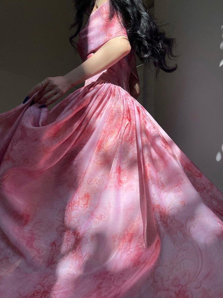 pink lady dress LONG PINK DRESS WITH SEQUINS