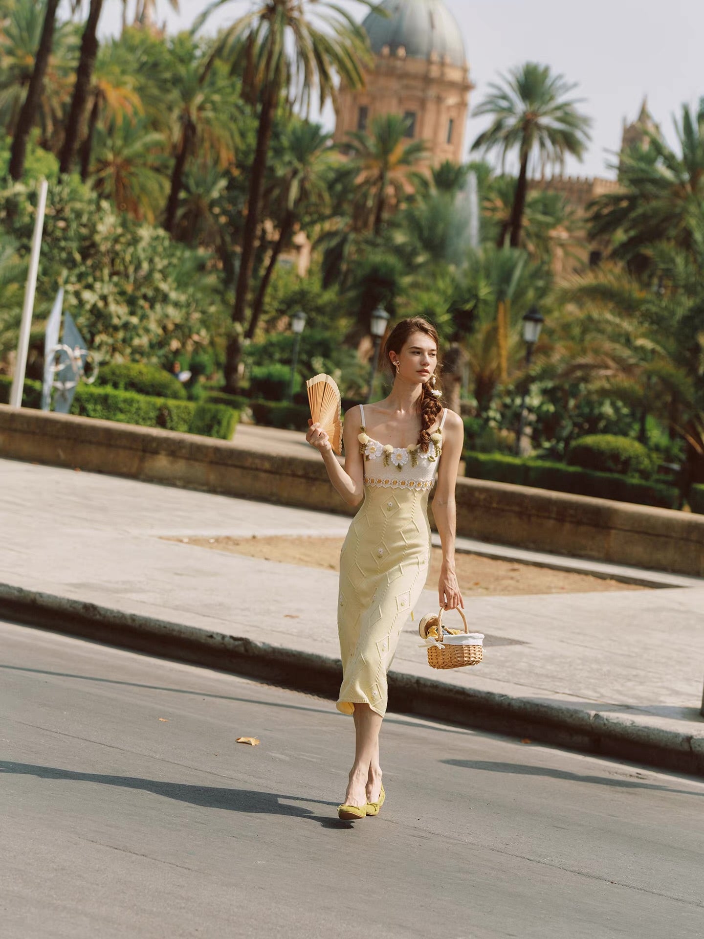 Daisy Manor — ivory buttercup wool blend knit slip dress & bolero set, daisy crochet, lace trim, embroidered skirt | ÀMonBelAmour