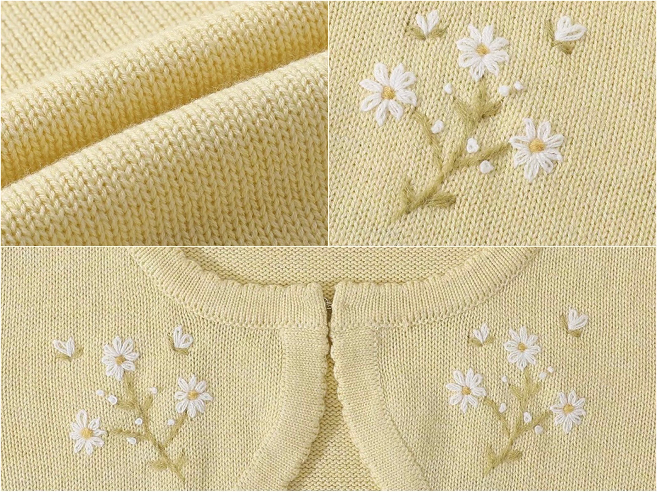 Daisy Manor — ivory buttercup wool blend knit slip dress & bolero set, daisy crochet, lace trim, embroidered skirt | ÀMonBelAmour