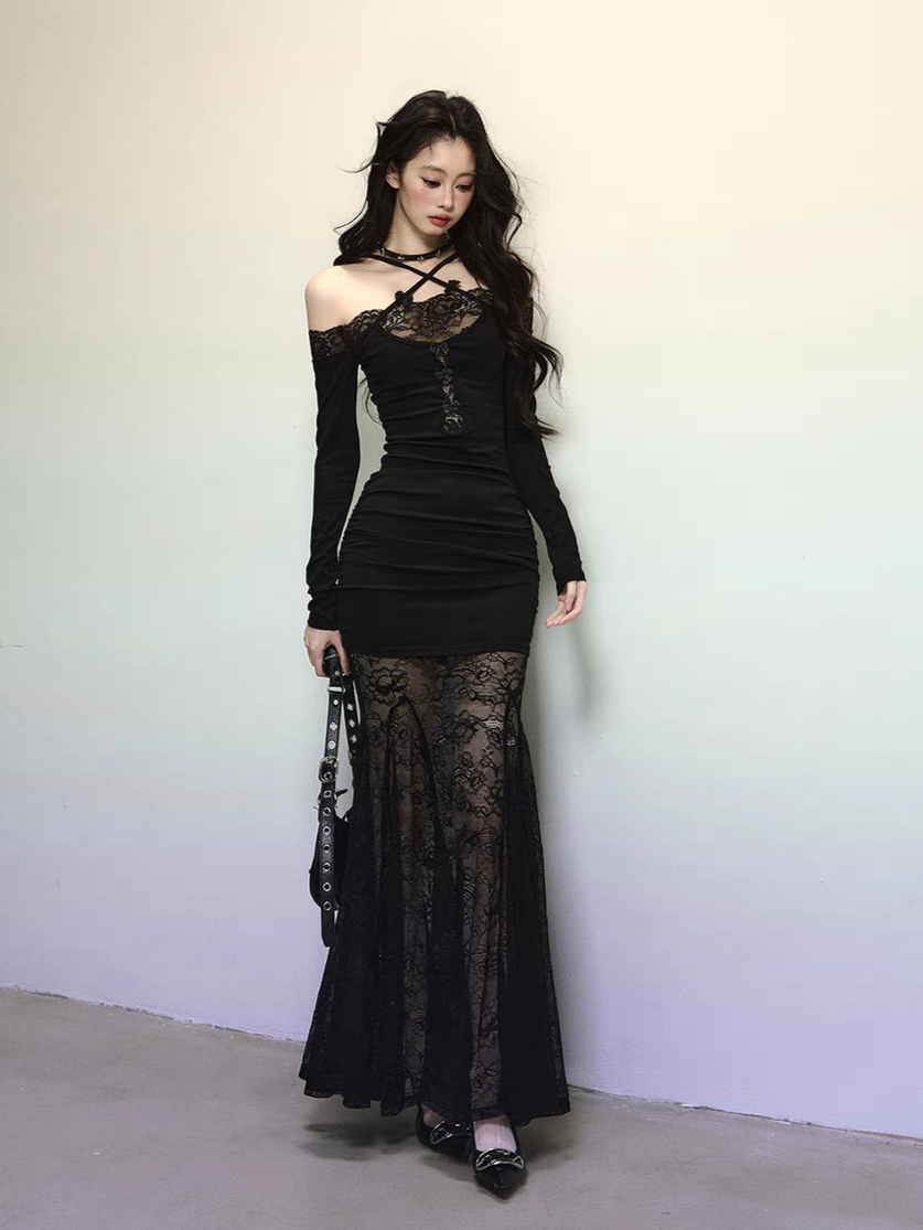 gothic style evening dresses Victorian-Inspired Black Gothic Lolita Ball Gown with Burgundy Satin and Edwardian Lace Gothic Evening Dress Plus Size