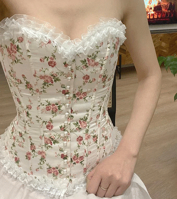 Corset Vintage Femme Dreay - Design Asymétrique Avec Nœud - Dos Lacé - 95% Polyester, 5% élasthanne - Taille S