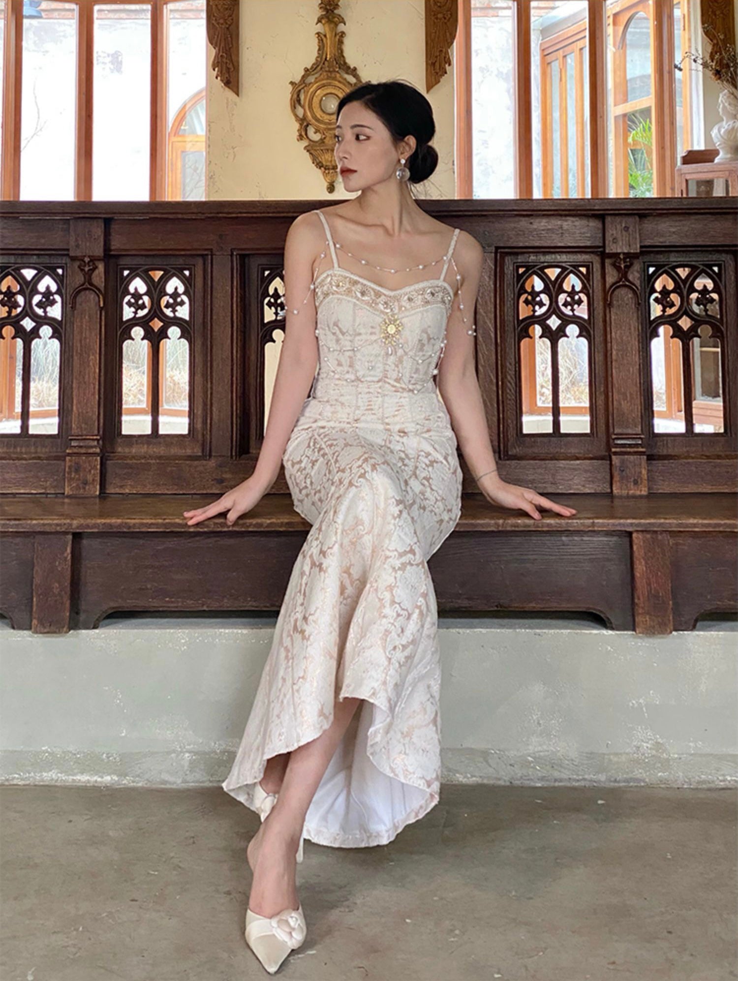 Sybil baroque pearl mermaid dress MonBelAmour Sybil baroque pearl mermaid dress MonBelAmour